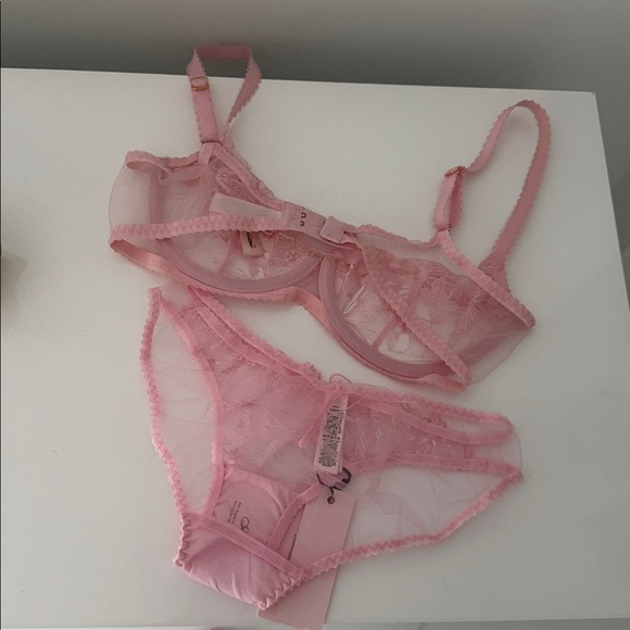 Agent Provocateur Pink Sheer Lace Bra Set Bras